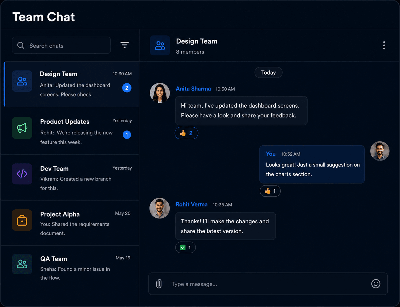 Team Chat interface