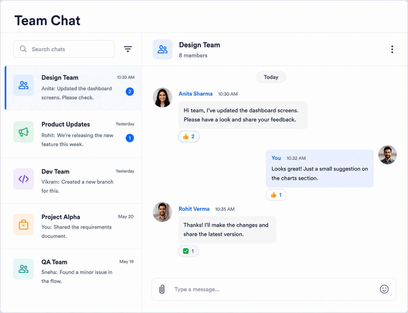 Team Chat interface